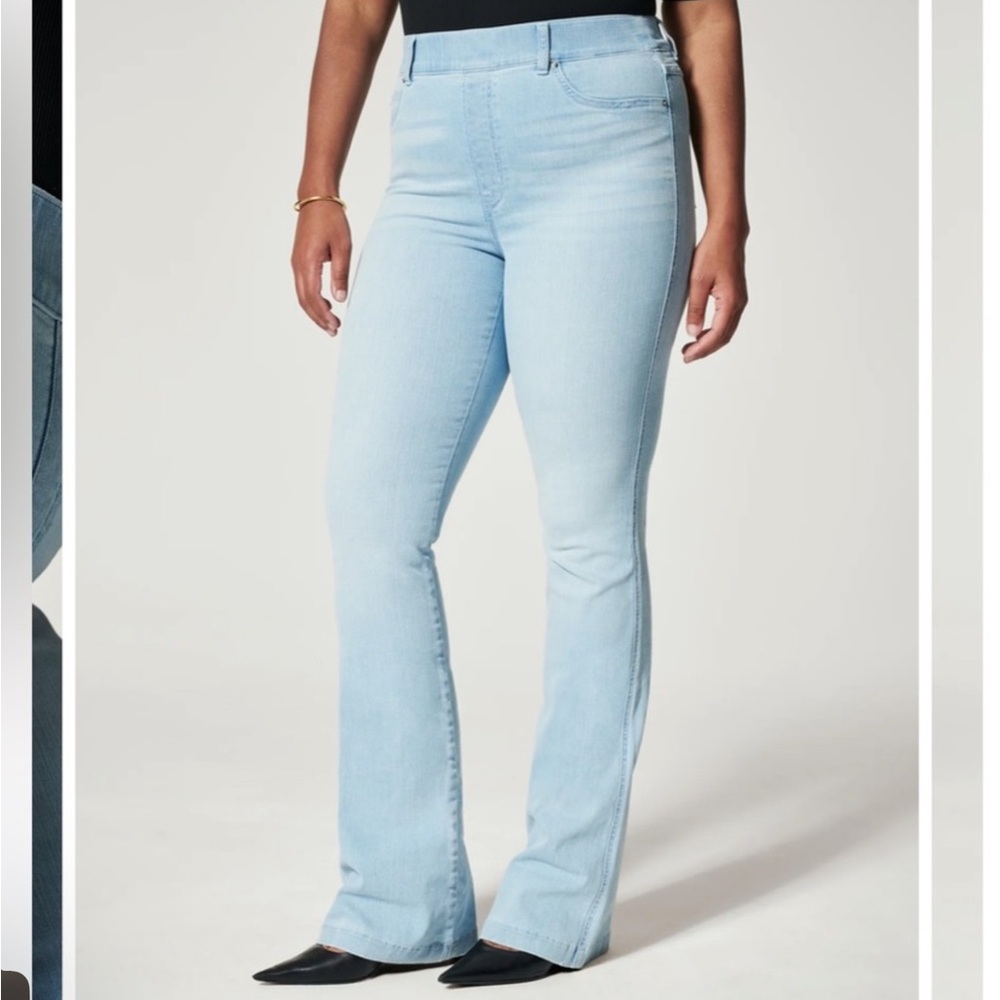 SPANX Light Wash High-Rise Flare Jeans